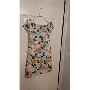 Sam Edelman Off The Shoulder Scuba Pink Floral Dress, Size 6, Garden Cottagecore
